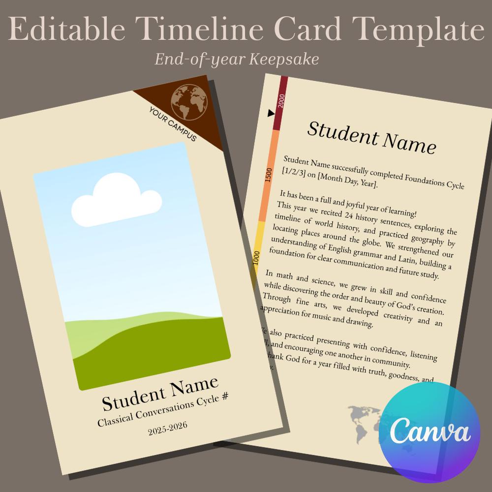 Classical Conversations Timeline Card - Etsy