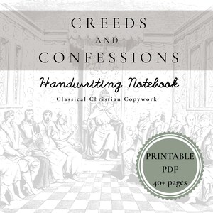 Creeds & Confessions Cursive Handwriting Workbook | Christian Homeschool Copywork | Classical Education Penmanship