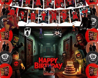 Spooky Weirdcore Birthday Party Supplies Kit,Creepy Monster Cake Topper,Scary Jester Party Decor,Kids Mystical Mystery Decorations Set