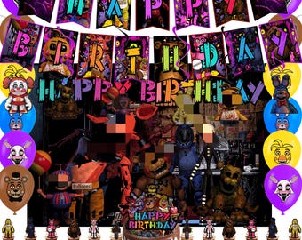 Spooky Robot Monster Birthday Party Decorations, Kids Arcade Horror Theme, Banner, Backdrop, Balloons, Cake and Cupcake Toppers