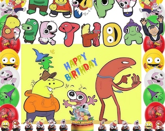 Cartoon Character Birthday Party Decorations, Funny Animation Party Supplies, Colorful Quirky Celebration Kit, Adult Cartoon Party Decor Set