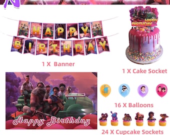 Magical Adventure Birthday Party Supplies Kit - Banner, Cake Topper, Cupcake Sockets, Balloons & Backdrop | Kids Explorer Themed Decor Set