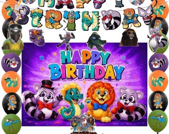 Monster Birthday Decorations, Kids Funny Creature Party Supplies, Colorful Cartoon Backdrop, Photo Booth Dessert Table Decor Boy Girl Set