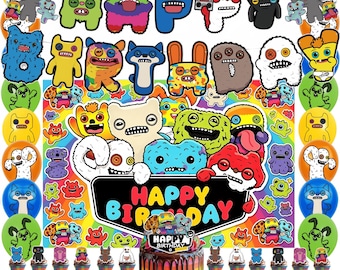 Silly Monster Birthday Party Decorations, Kids Party Supplies, Colorful Creature Banner Backdrop, Balloons Cake Cupcake Toppers, Toddler Kit