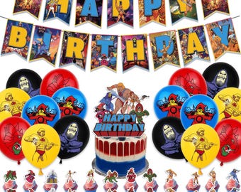 Superhero Birthday Decorations Set, Boys Birthday Party Supplies, Comic Hero Banner Balloons Cupcake Toppers Cake Topper Kids Party Favors