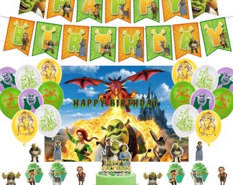 Green Ogre Birthday Party Decorations, Enchanted Swamp Fairytale Backdrop, Funny Storybook Adventure Theme for Kids, Boys and Girls Party