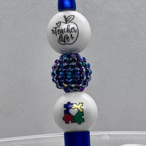 Teacher Life, Autism, puzzle piece beaded pen black ink great gift choose one