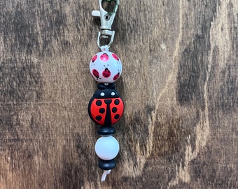 Ladybug cute silicone bead keychain