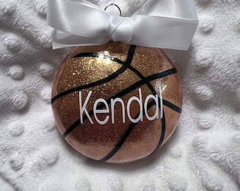 Basketball personalized shatterproof disc shaped 3 inch Christmas ornament