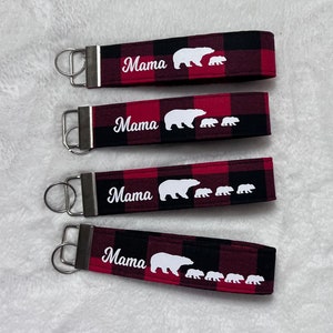 Mama Buffalo Plaid wristlet Key Chain/ Key Fob Mother&#39;s Day gift