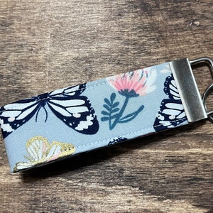 Butterfly 4 inch Fabric Key Chain/ Key Fob
