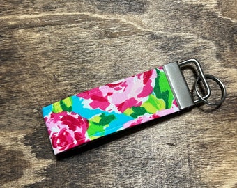 Floral Pink Key Chain Key Fob-Makes a perfect gift