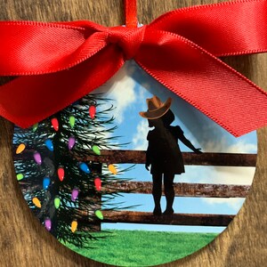 Cowboy Cowgirl Girl Boy round 3 inch Christmas ornament