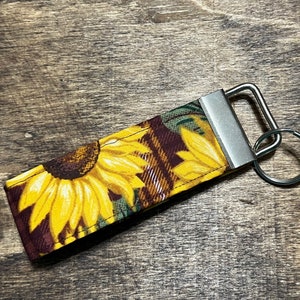 Sunflower Fabric Fall 4 inch Fabric Key Chain/ Key Fob