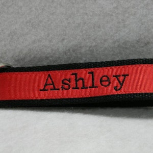 Personalized Key Chain Wristlet Key Fob Black and red GREAT GIFT