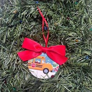 School Bus Driver round 3 inch Christmas ornament