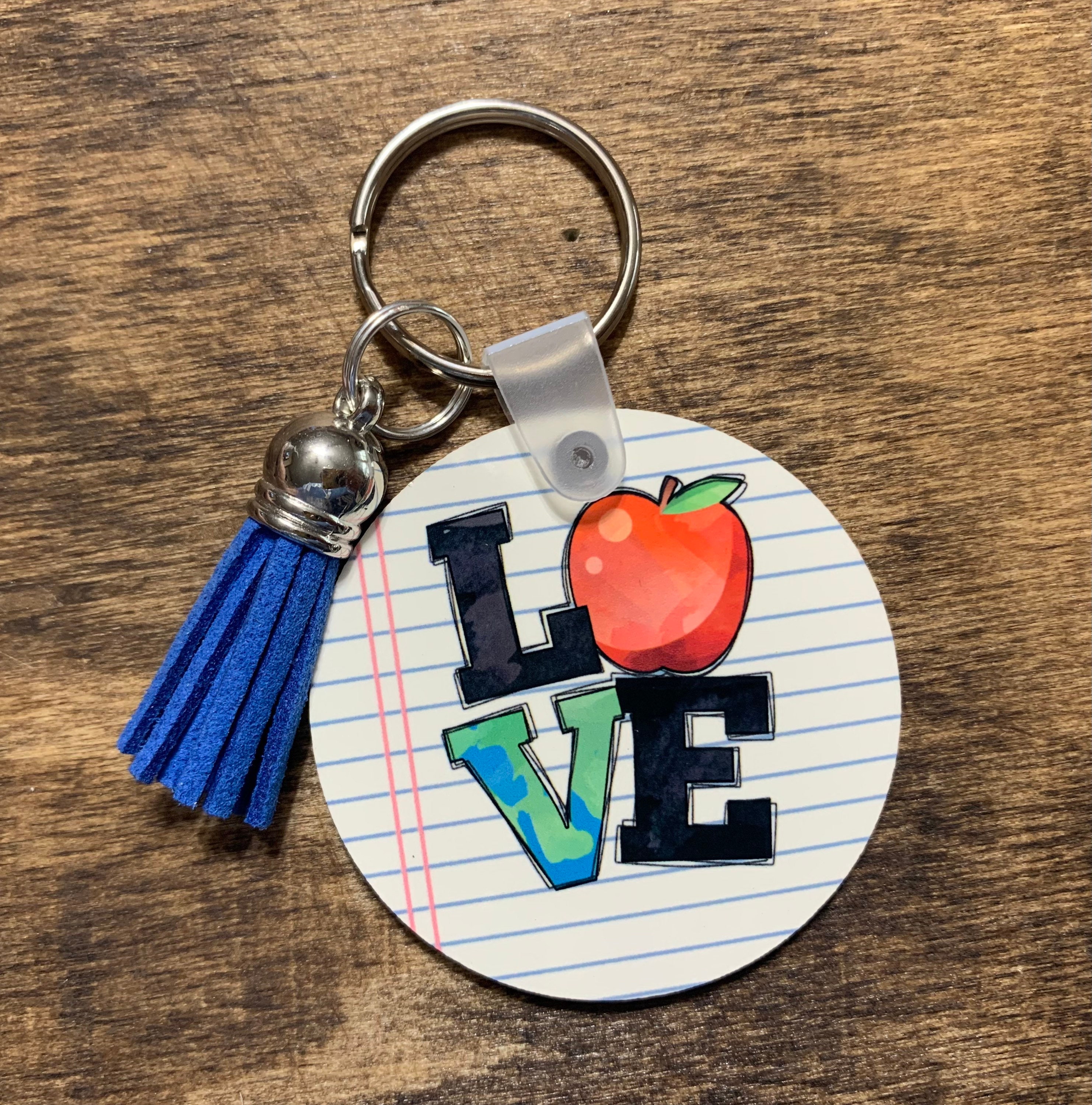 LOVE teacher school round sublimation key chain