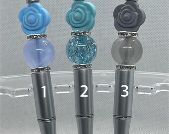 Beautiful Rose Flower beaded pen black ink great gift 3 to choose from