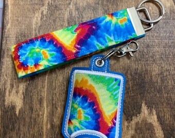Tie Dye Bright Fabric wristlet Key Chain/ Key Fob Accessories