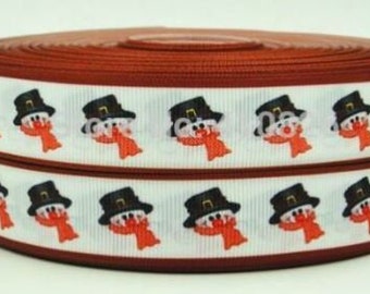Snowman white and red 7/8 grosgrain ribbon crafts scrapbook sewing