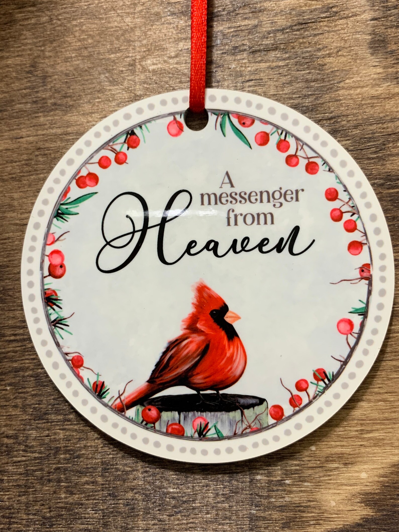 A Messenger From Heaven Cardinal Round 3 Inch Christmas Ornament