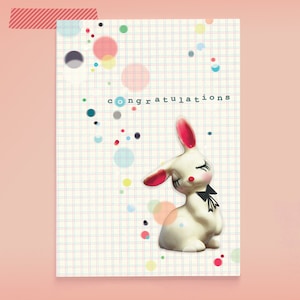 Postkarte Hase Illustration CONFETTI BUNNY Herzlichen Glückwunsch / Konfetti Hase / Kaninchen Illustration / alles Gute zum Geburtstag / Glückwunschkarte
