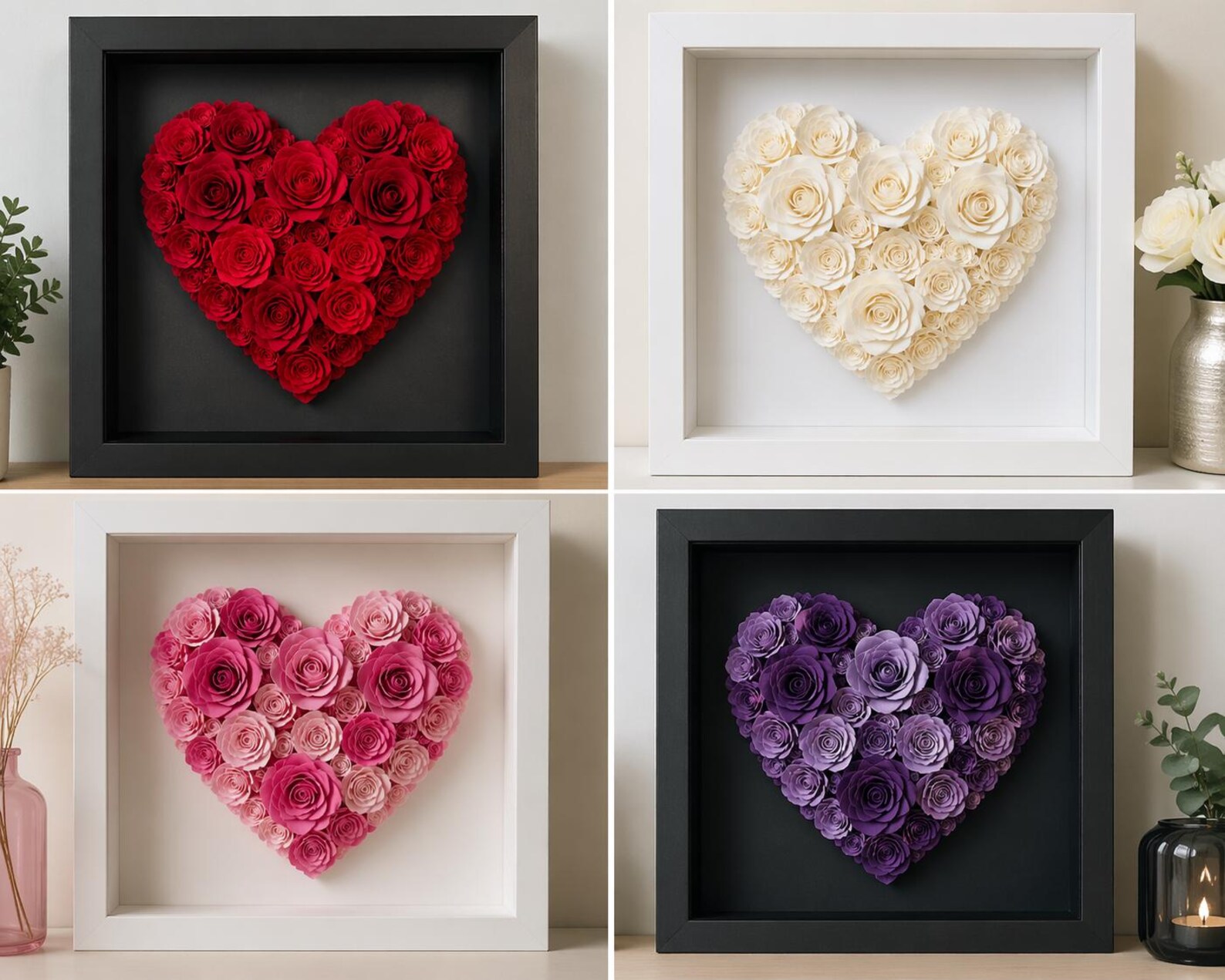 Personalized Floral Heart Shadow Box - Etsy