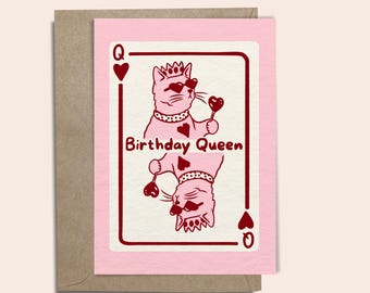Birthday Queen Cat Greeting Card
