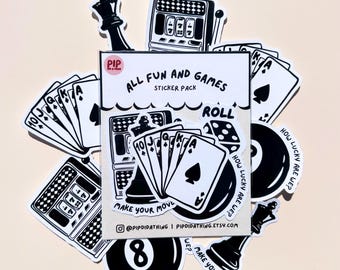 All Fun and Games Sticker Pack, 5 Pieces, Junk Journal
