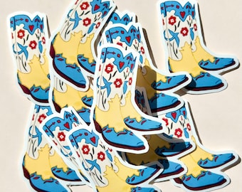 Cowboy Boots Vinyl Sticker, For Laptop, Water Bottle, Junk Journal