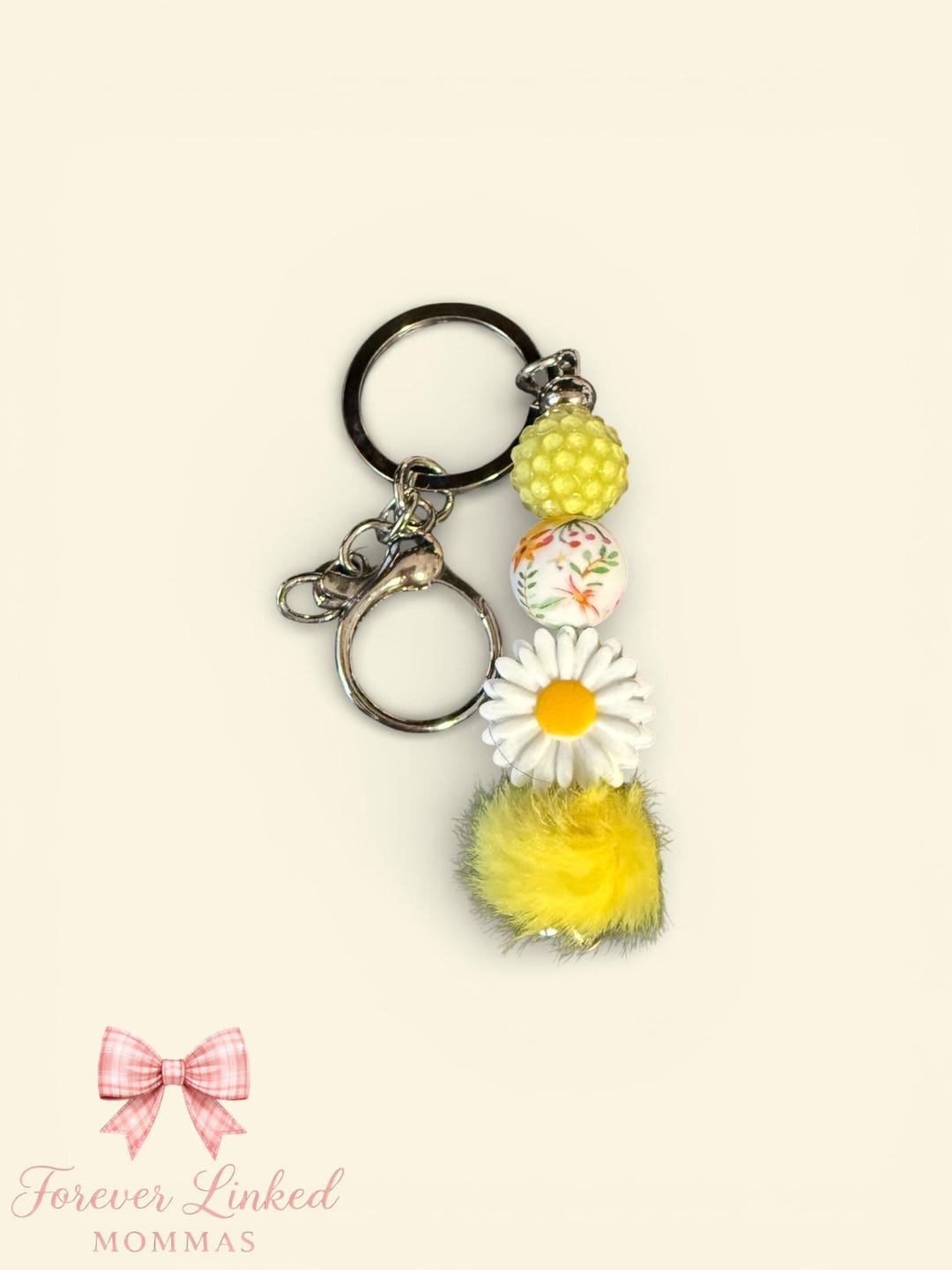 Daisy Flower Keychain | Yellow Floral Beaded Charm | Handmade Daisy Key ...