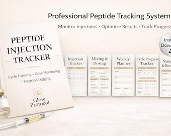 Suivi des injections de peptides PDF imprimable | Suivi des médicaments | Planificateur hebdomadaire d'injections | Suivi de santé | Téléchargement numérique instantané