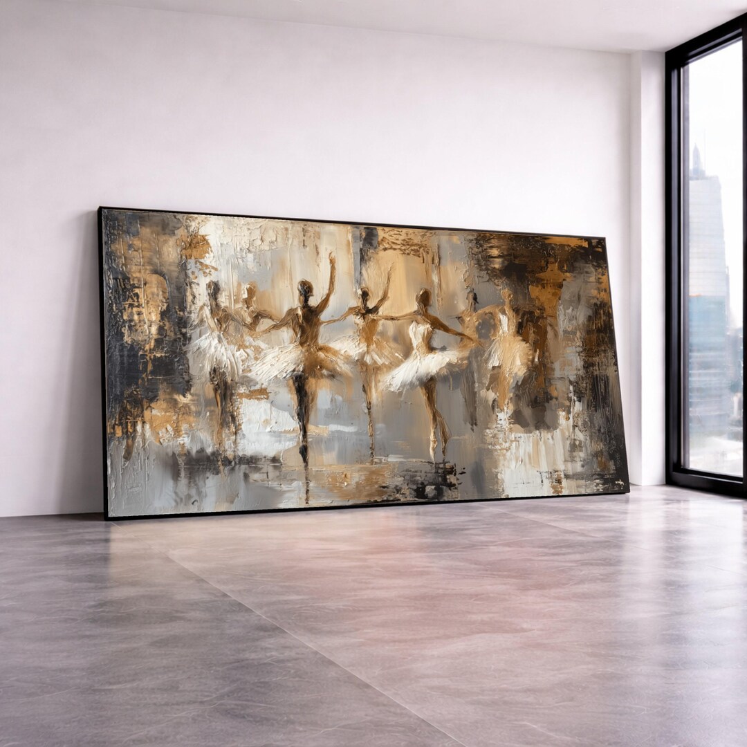 Neutral Dancing Abstract Ballet Dancers Canvas Art, Neutral Tone Dance Painting ...
