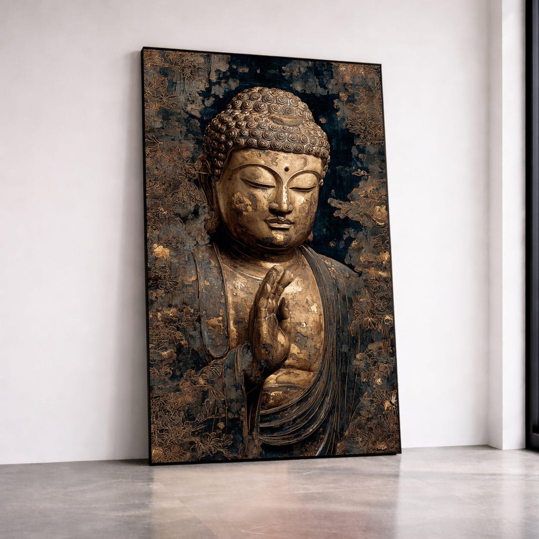 Serene Buddha Statue Canvas, Meditation Wall Art, Zen Decor, Spiritual ...