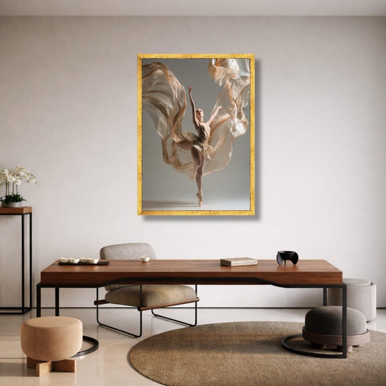 Ballerina Dance Canvas Print, Flowing Fabric Wall Art, Elegant Movement Decoration image 6