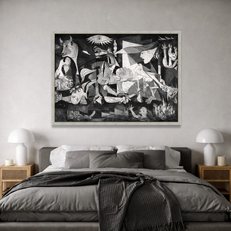 Black White Abstract War Canvas, Cubism Surrealist Art Print - Etsy