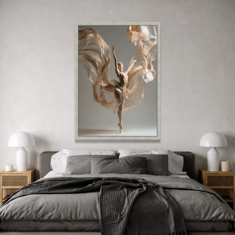 Ballerina Dance Canvas Print, Flowing Fabric Wall Art, Elegant Movement Decoration image 5