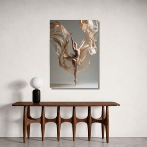 Ballerina Dance Canvas Print, Flowing Fabric Wall Art, Elegant Movement Decoration image 3