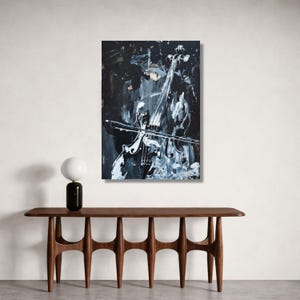 Abstract Violin Canvas Wall Art, Black and White Musical Instrument Painting, Modern Music Decor, Artistic String Canvas Print Art image 3