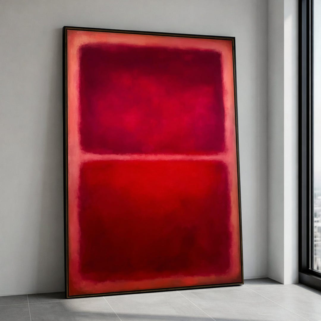 Abstract Red Canvas Art, Mark Rothko Style Wall Decor, Bold Color Block ...