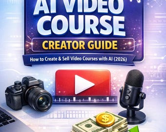 Przewodnik po tworzeniu kursów wideo AI | Zarabiaj na sprzedaży kursów online (plik PDF w wersji cyfrowej)