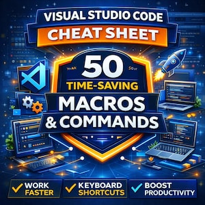 Hoja de referencia de Visual Studio Code / Atajos de VSCode, Git y comandos de terminal (PDF)