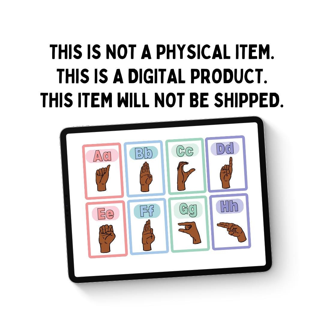 ASL Alphabet Flashcards – Printable Sign Language A‑Z Cards (2 Skin ...
