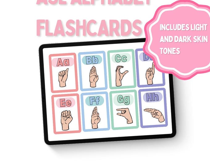 ASL Alphabet Flashcards – Printable Sign Language A‑Z Cards (2 Skin ...