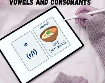 Korean Alphabet Flashcards | Hangul Consonants & Vowels | Printable PDF | Beginner Study Tool
