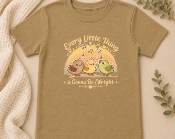 Every Little Thing Is Gonna Be Alright Shirt, Positive Quote T-Shirt, Good Vibes Tee, Retro Inspirational Shirt, Casual Short Sleeve Gift