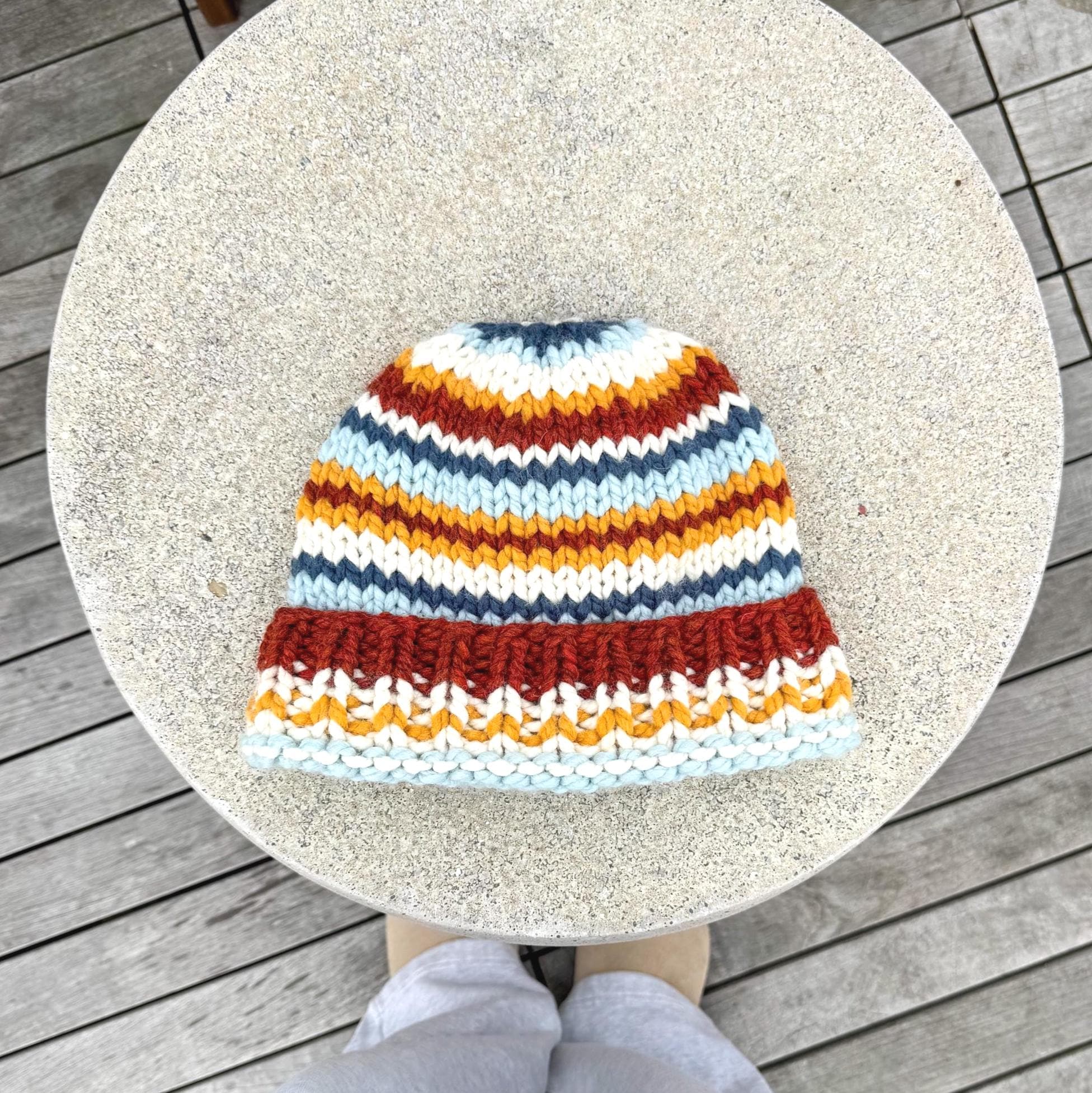 Multicolor Stripe Hand Knit Beanie - Etsy display picture 3