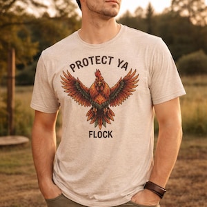 Protect Ya Flock Shirt, Rooster shirt, Faith-Based Apparel, Biblical Protection Tee, Mens Graphic Shirt, Grind Over Dread