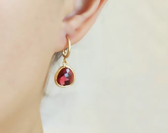 Ruby Earrings, July Birthstone, Small Pink Earrings