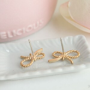 Pretty Ribbon Earrings, Matte Silver or Matte Gold image 2